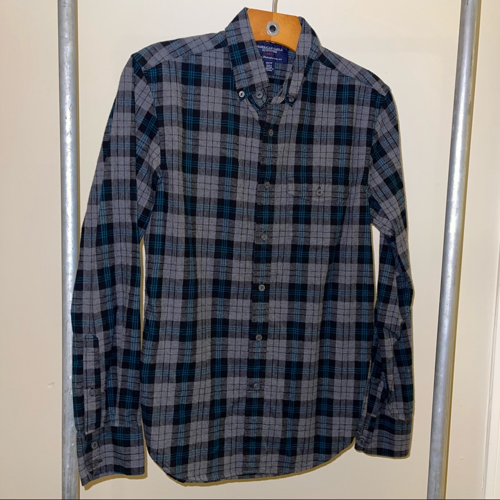 Men’s American Eagle Slim Fit Plaid Button Down